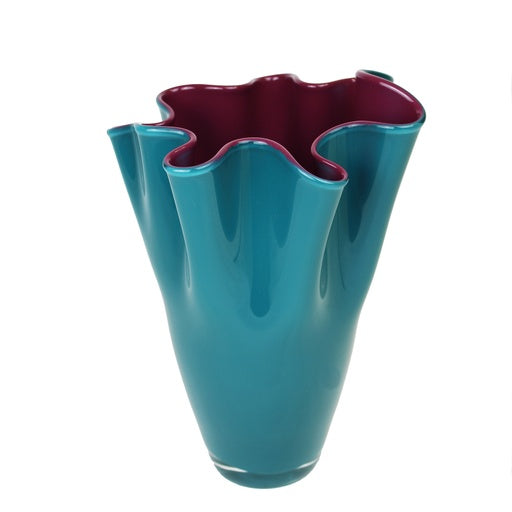 Wavy Two-Tone Glass Vase